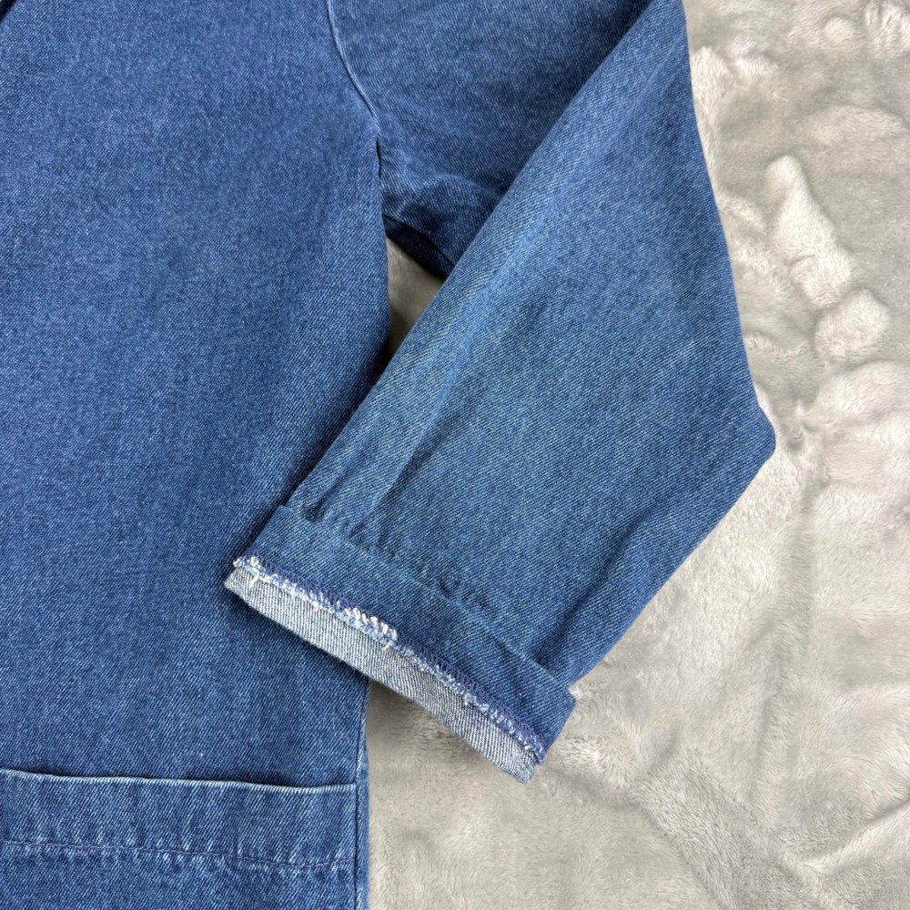 Vintage Joanna Denim Blazer Jacket Blue Cotton Single Button Shoulder Pads M - Picture 10 of 13